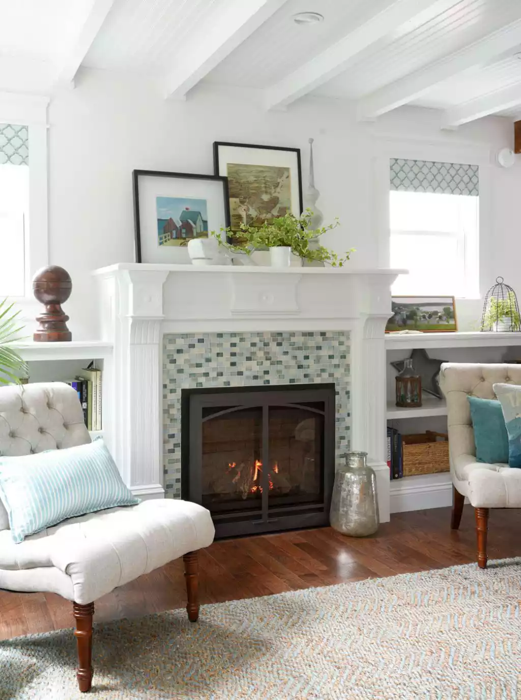 pleasing to look at mantle and fireplace