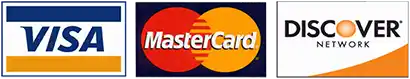 We Accept Visa, Mastercard and Discovery 